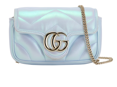Mini GG Marmont Shoulder Bag, &pound;850, Handbags, Blue/Pink, Leather, Front view